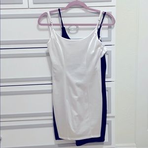 White satin tube dress